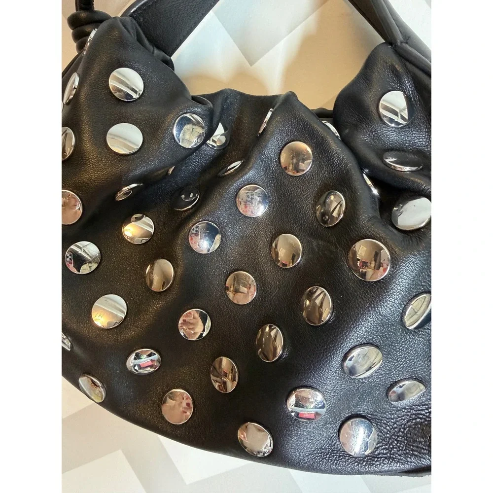 3.1 Phillip Lim Black Leather Studded Origami Mini Bag Hobo Handbag
